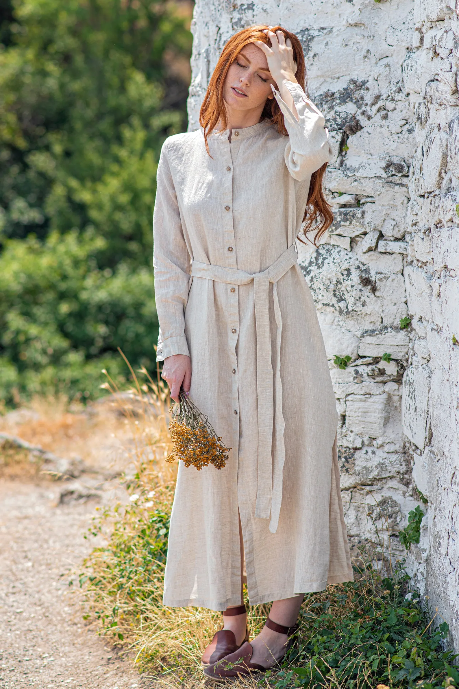 Long Sleeve Linen Shirt Dress