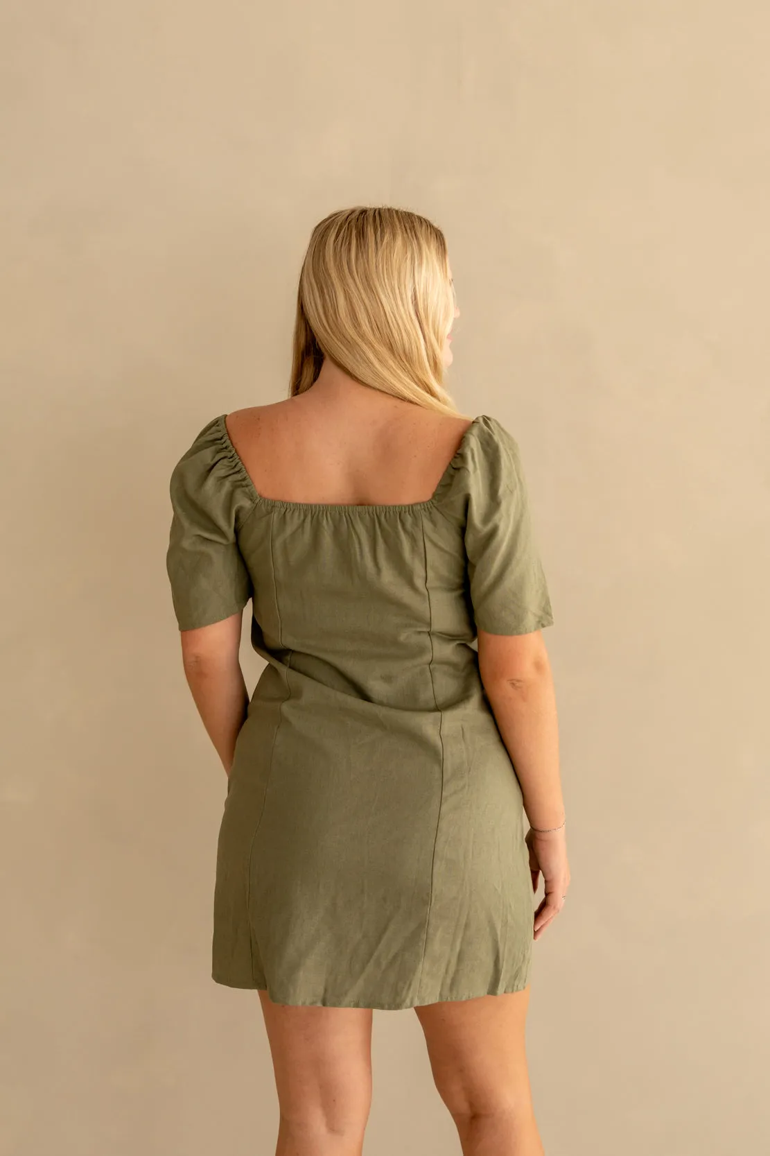 Maddie Linen Mini Dress | Olive
