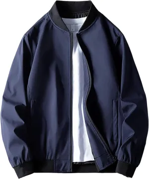 Men's Bomber Jacket Fashion Stylish Lightweight Windbreaker Long Sleeve Jacket Casual Baseball Jackets for Men