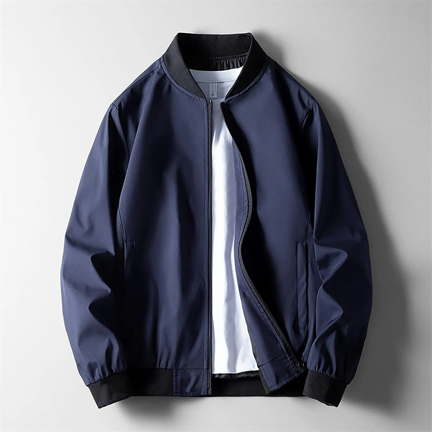 Men's Bomber Jacket Fashion Stylish Lightweight Windbreaker Long Sleeve Jacket Casual Baseball Jackets for Men