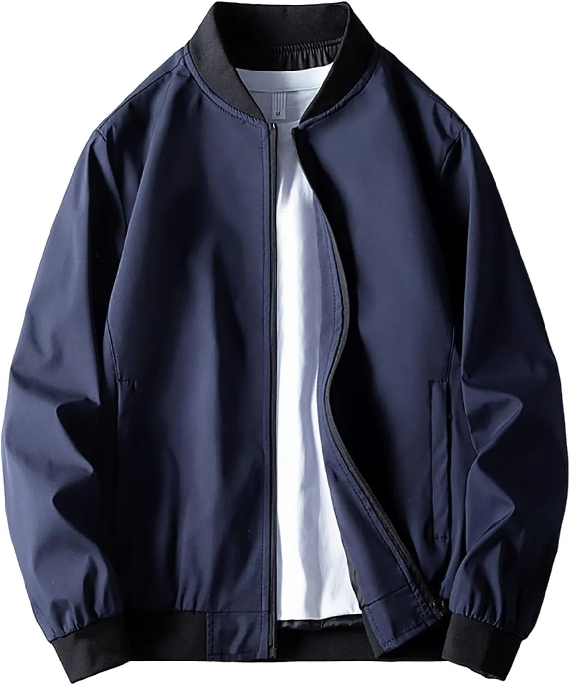 Men's Bomber Jacket Fashion Stylish Lightweight Windbreaker Long Sleeve Jacket Casual Baseball Jackets for Men
