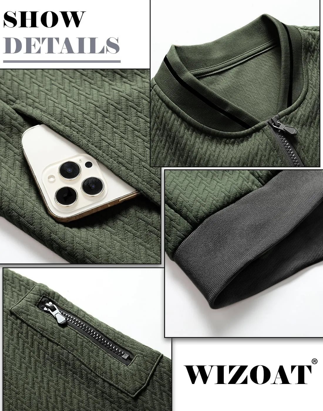 Mens Casual Jacket Loose Fit Lightweight Jacket Varsity Bomber Jacket with Zipper