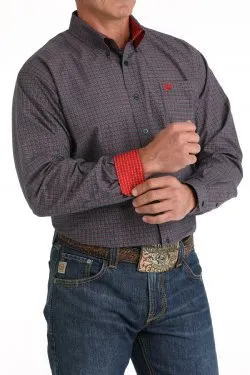 Men's Cinch Plaid Button Down Western Shirt Navy - MTW1105802
