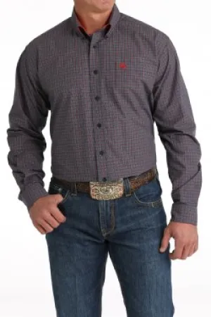 Men's Cinch Plaid Button Down Western Shirt Navy - MTW1105802