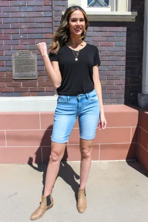 Mid Rise Bermuda Shorts