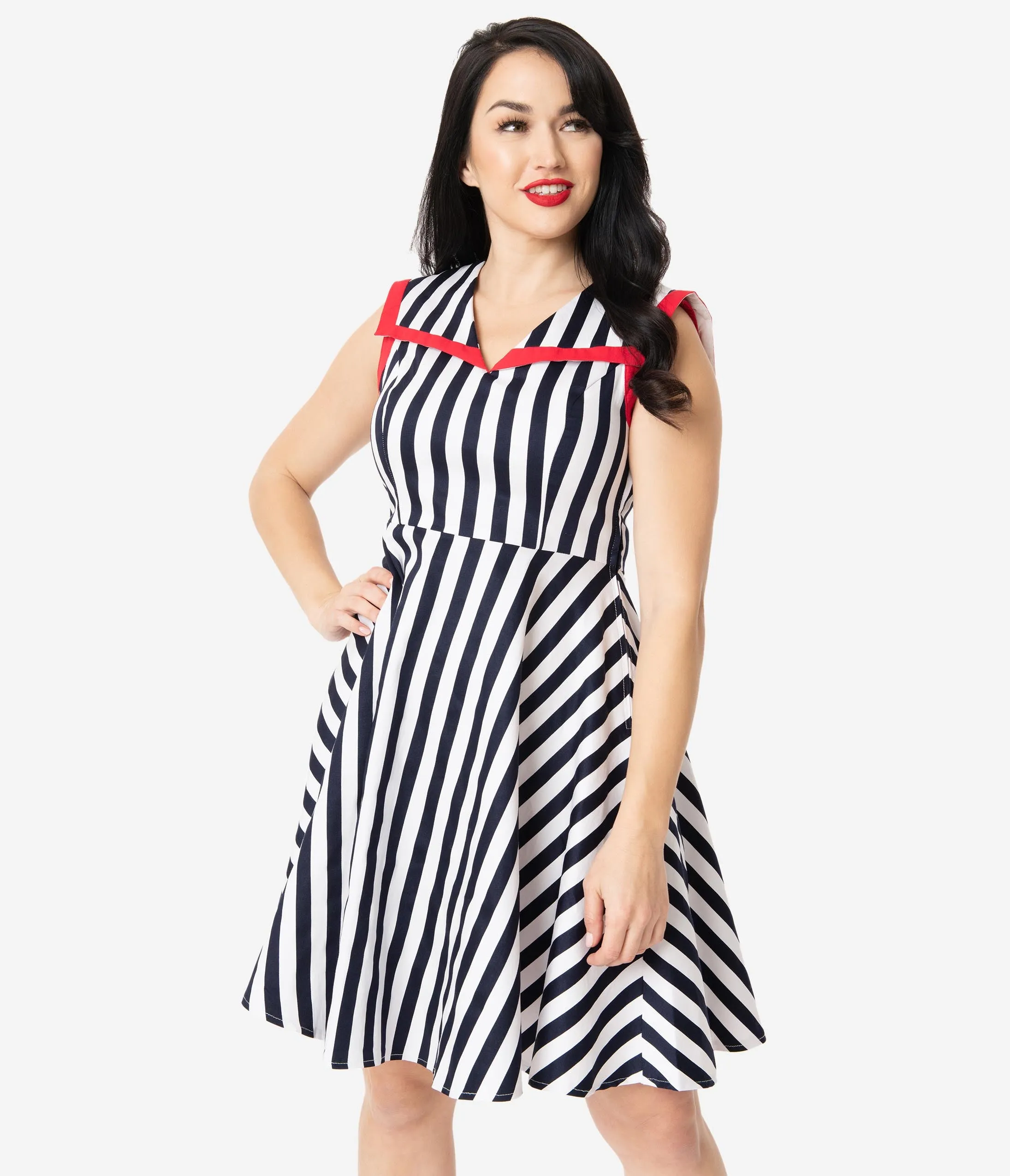 Navy & White Striped Nautical Dress