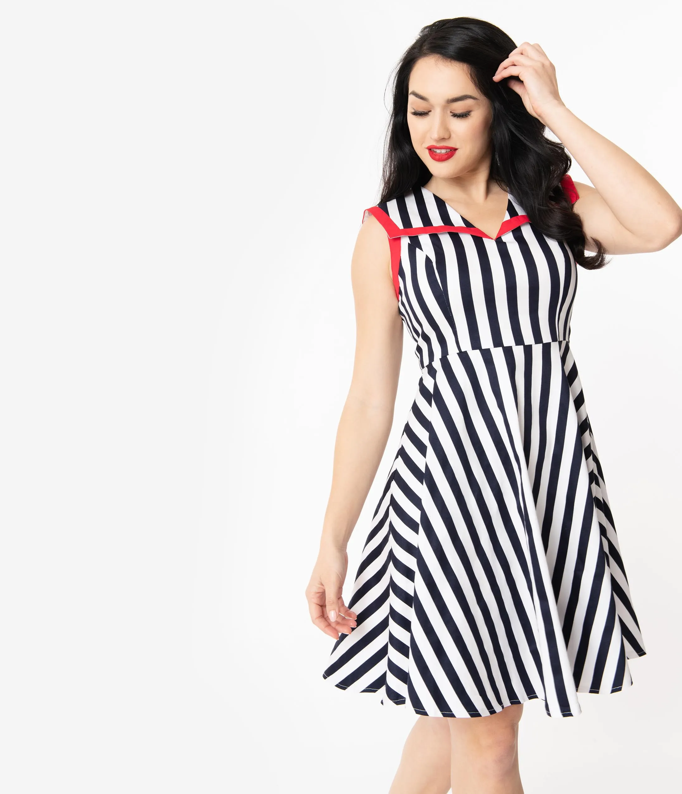 Navy & White Striped Nautical Dress