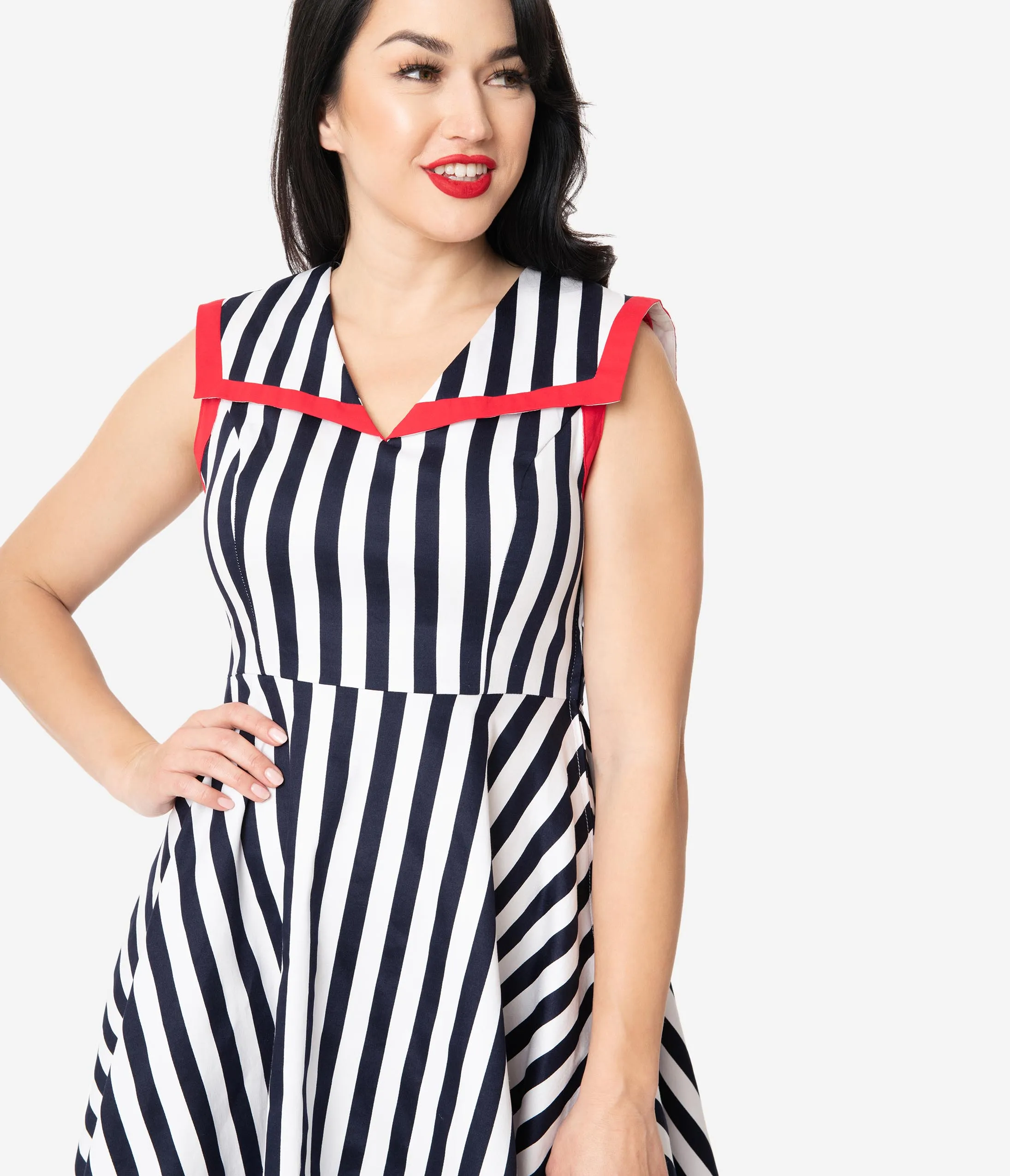 Navy & White Striped Nautical Dress
