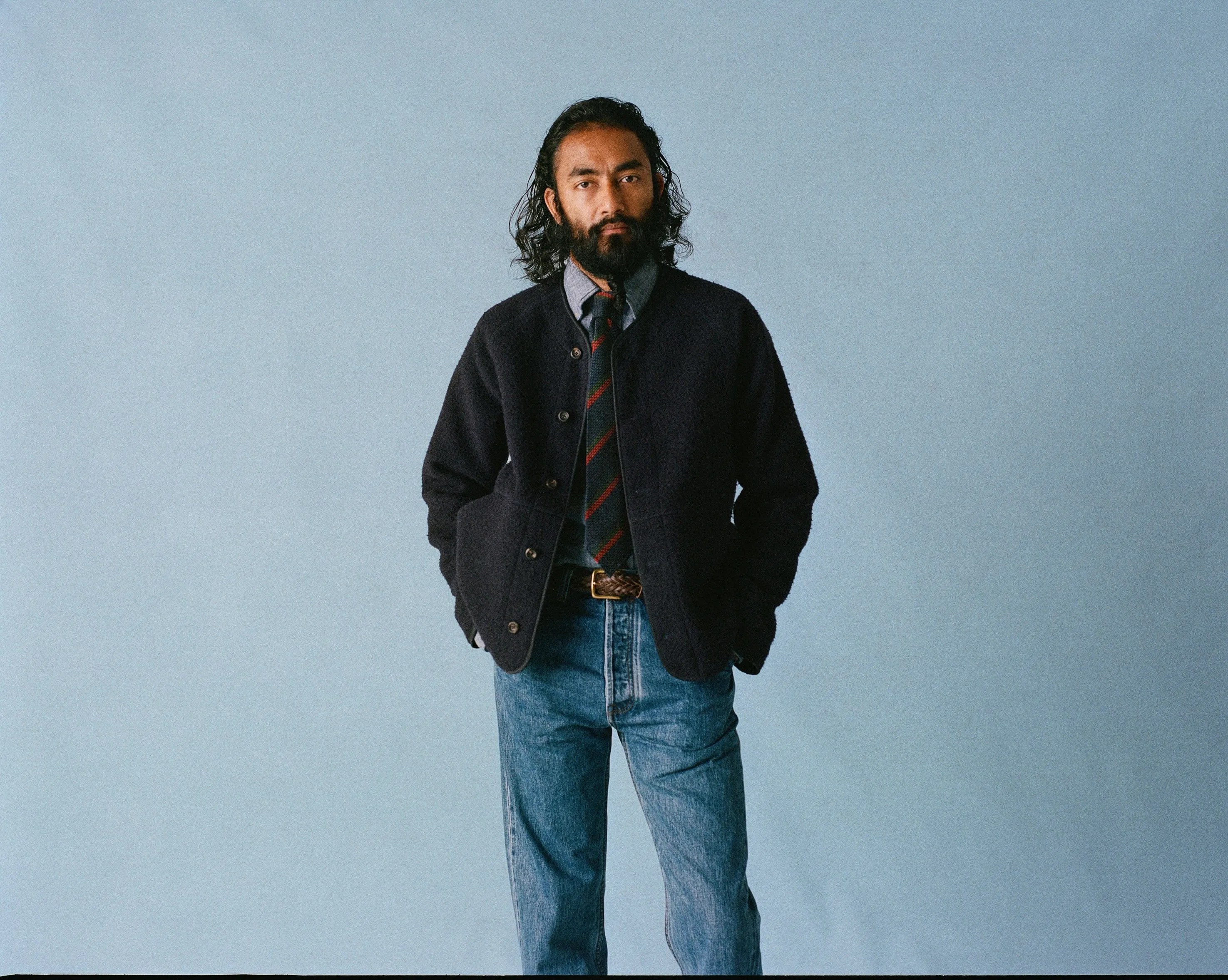 Navy Casentino Wool Cardigan