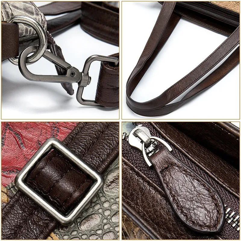 Patchwork Chic Leather Zipper Tote Shoulder Bag