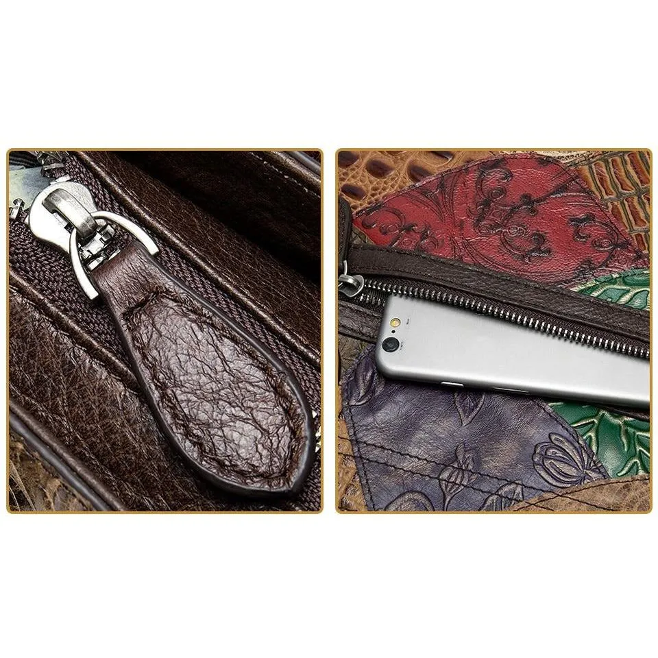 Patchwork Chic Leather Zipper Tote Shoulder Bag