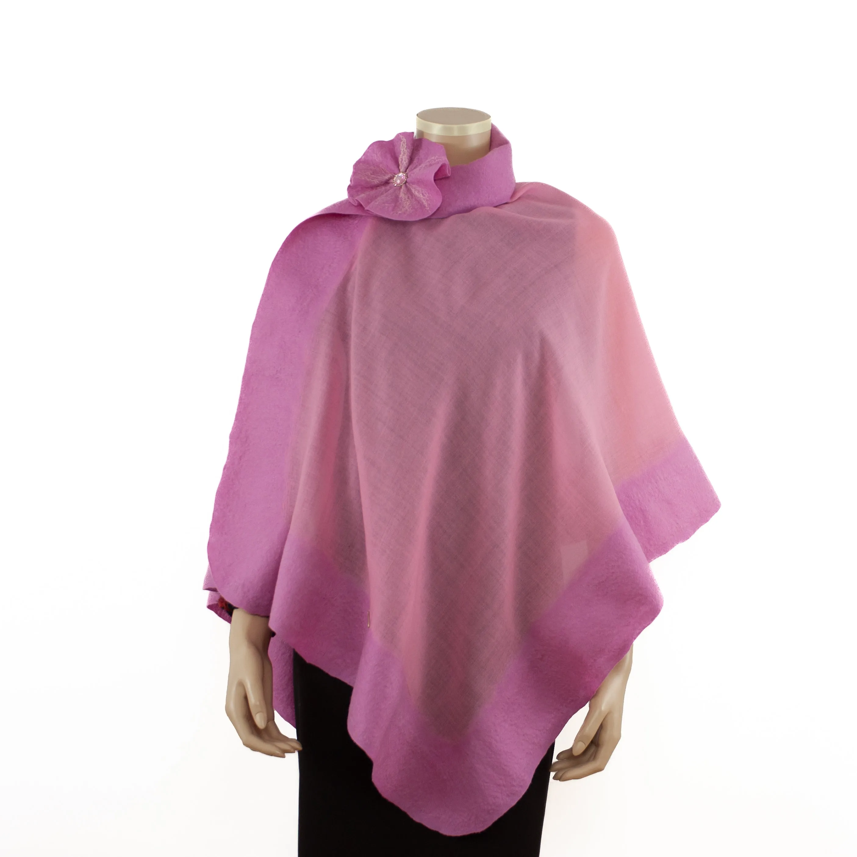 Pink unicolor wool shawl #198-5