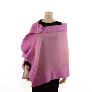 Pink unicolor wool shawl #198-5
