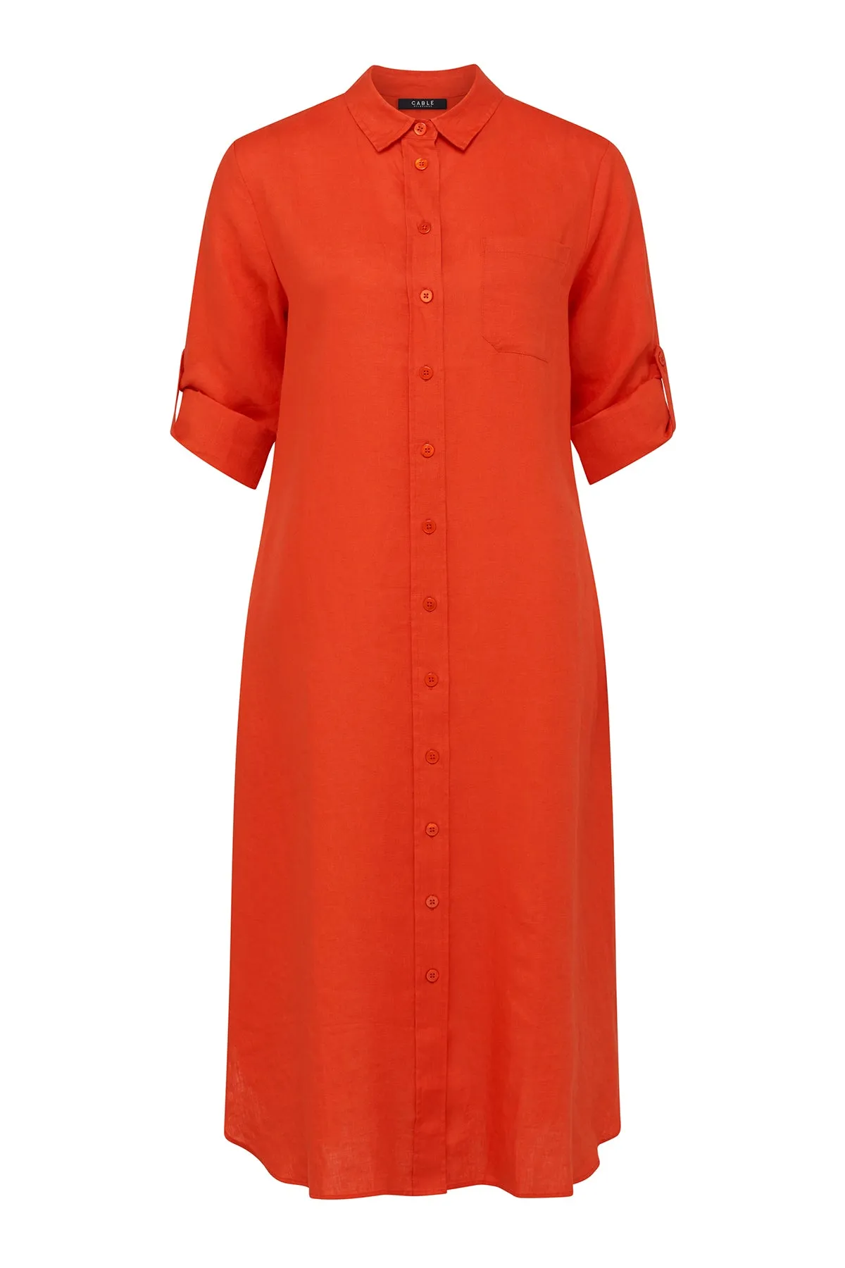 Pure Linen Shirt Dress - Cayenne