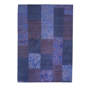 Purple Patchwork Contemporary Wool Silk Blend Rug - 10' x 14'2