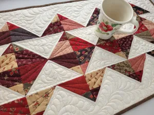 Quilted Table Runner with Feather Quilting