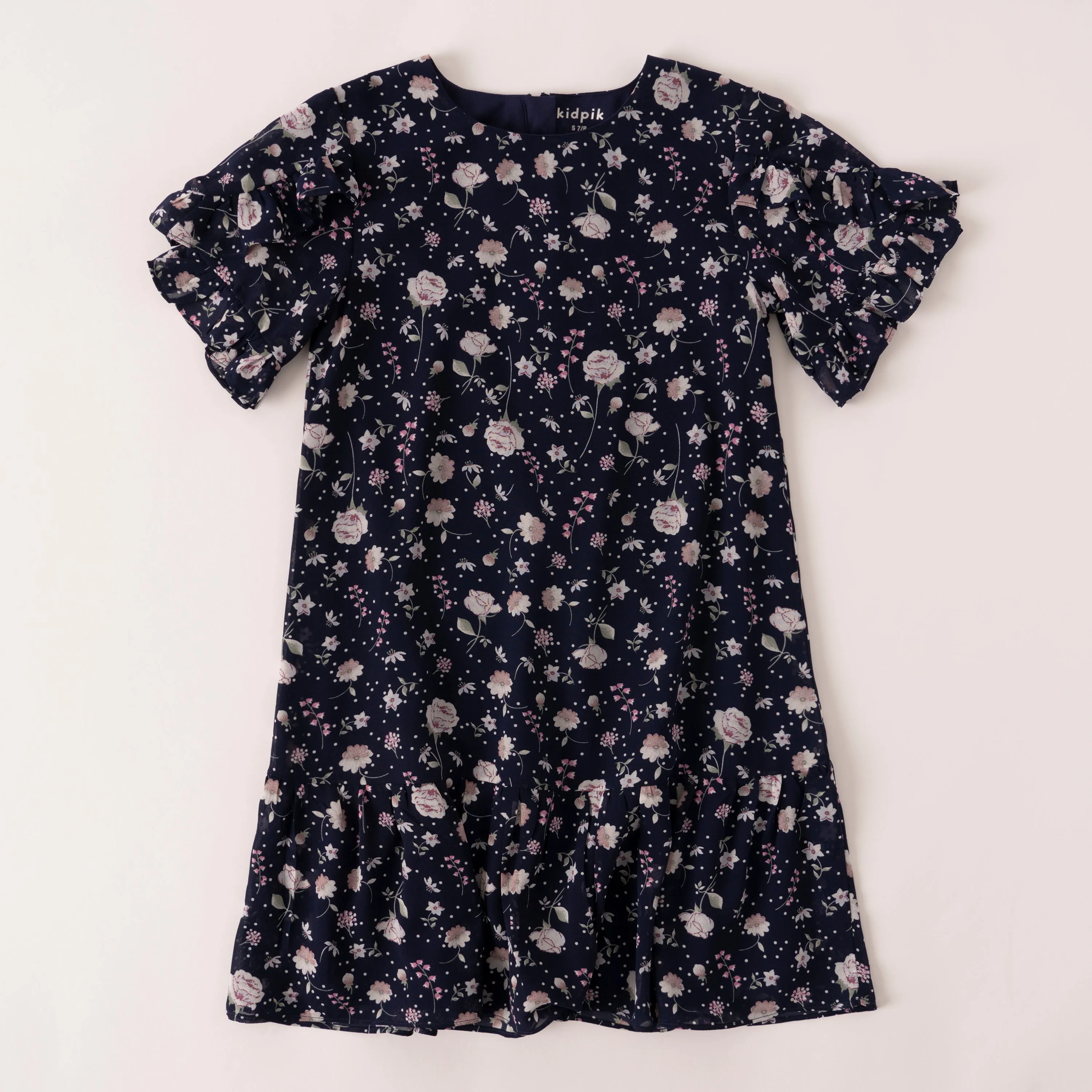 Rose Floral Ruffle Hem Dress