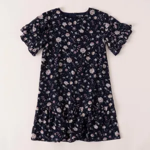 Rose Floral Ruffle Hem Dress