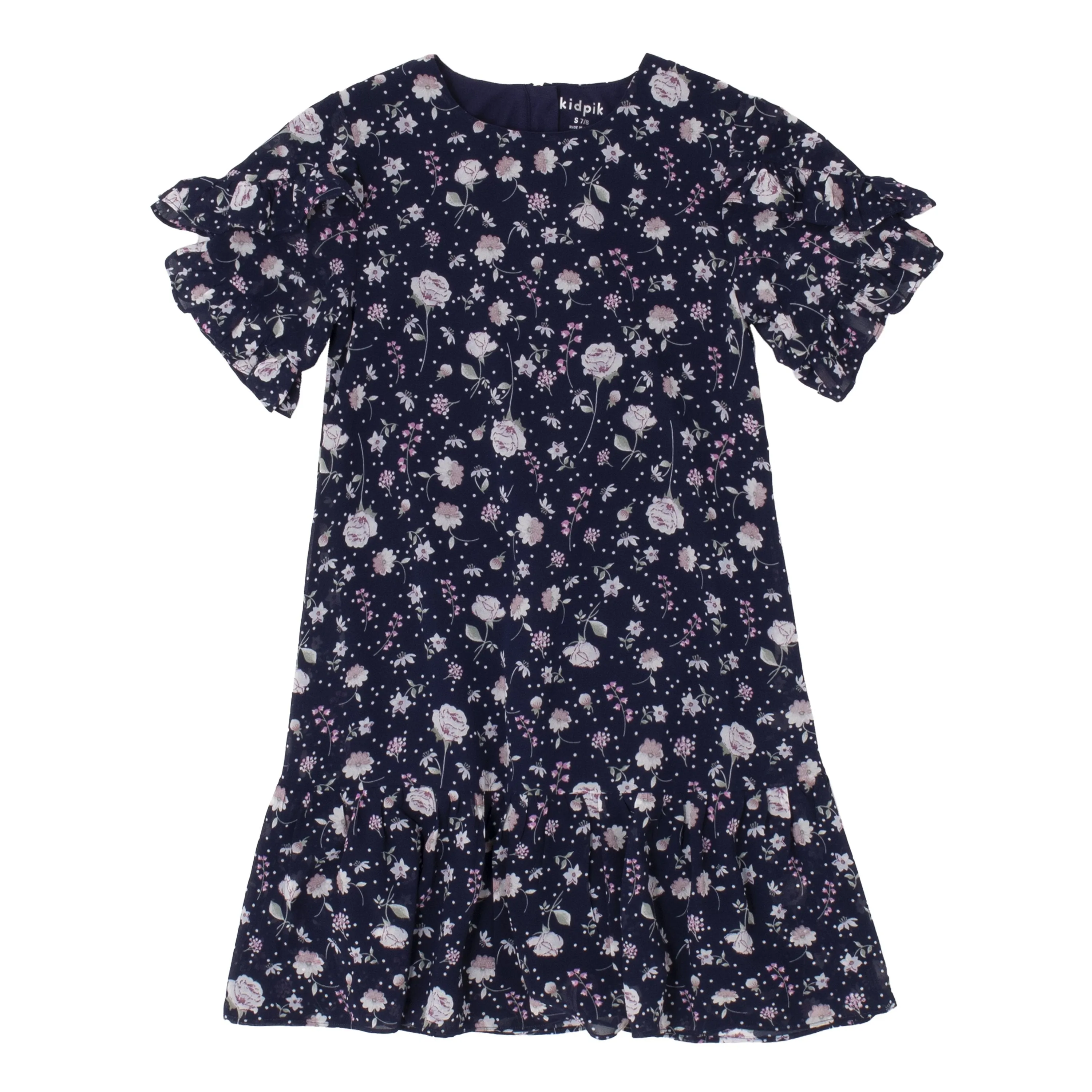 Rose Floral Ruffle Hem Dress