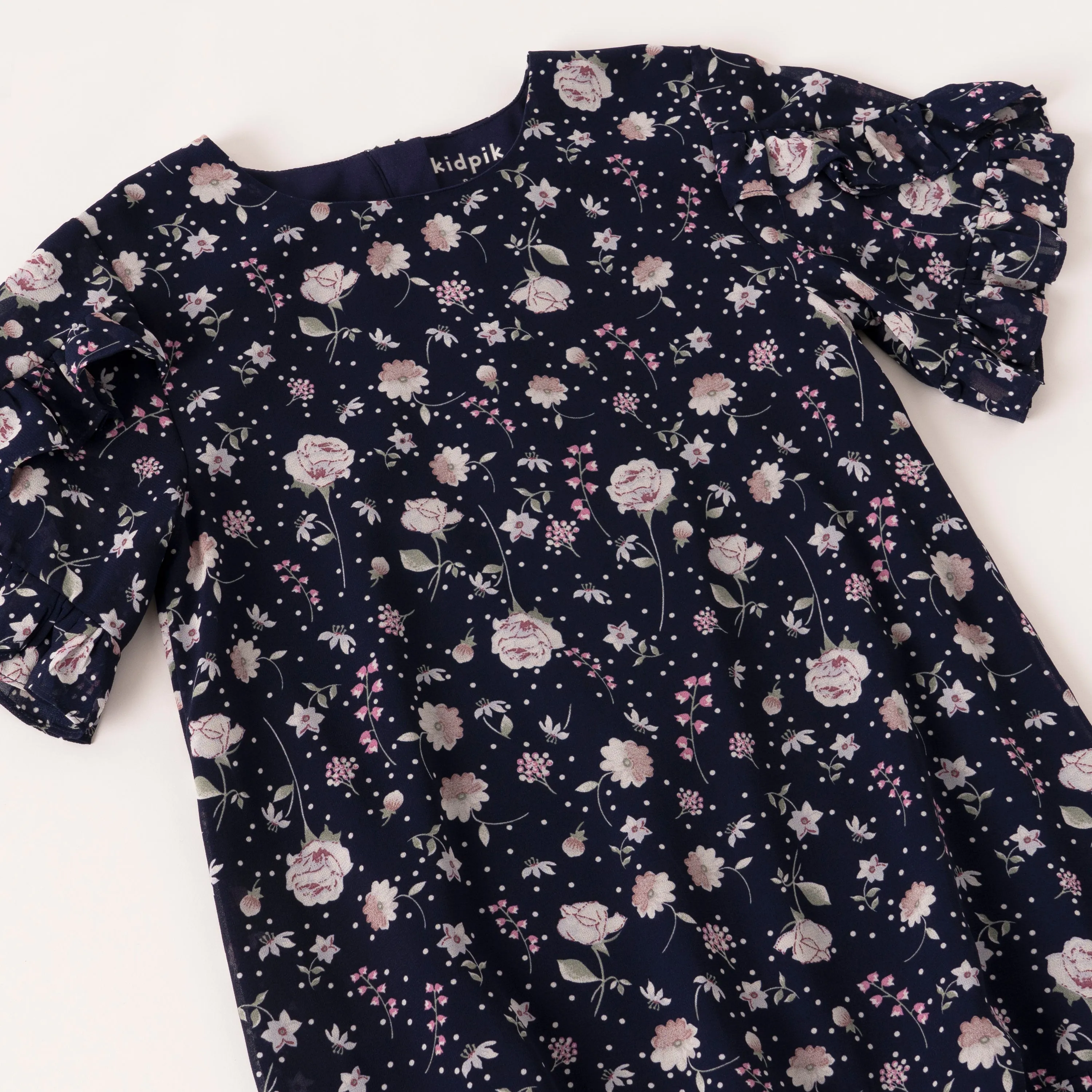 Rose Floral Ruffle Hem Dress