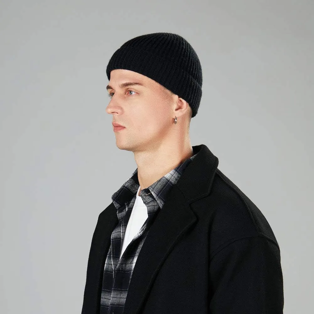 ROYBENS 2 Pack Wool Fisherman Beanies for Men, Knit Short Watch Cap Winter Warm Hats