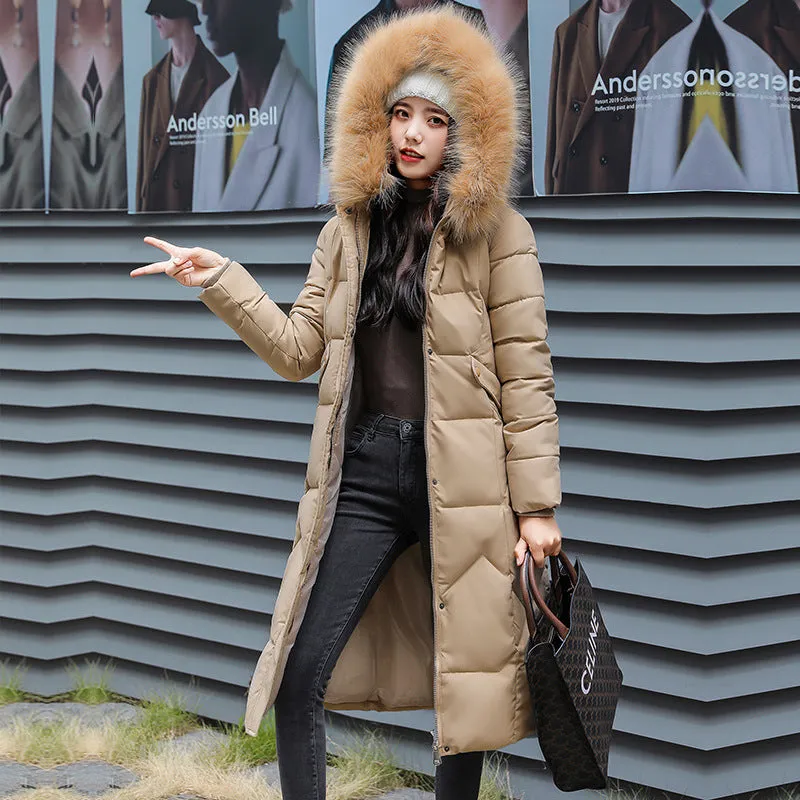 Russian slim-fit padded jacket 2024 new coat women's winter padded jacket Korean version medium and long padded jacket thickened padded jacket
