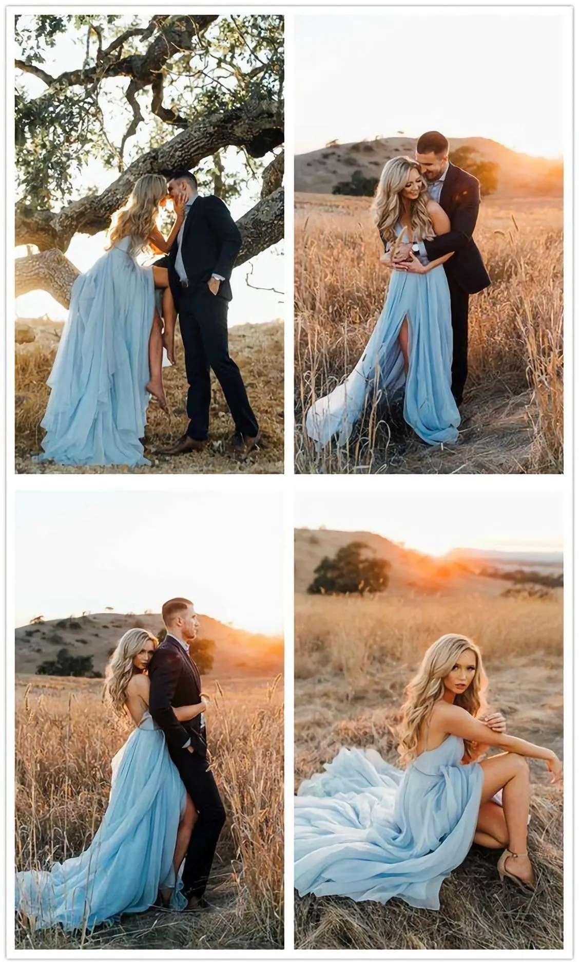 Sexy Deep V Neck Chiffon Evening Party Dress