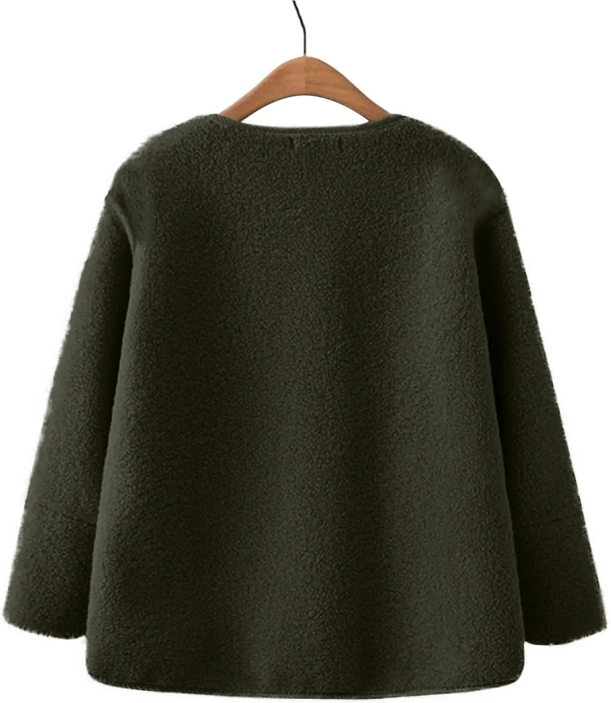 Sherpa Jacket Women Fuzzy Open Front Button Up Cardigans Oversized Fleece Jacket Warm Winter Coats with Pocket Outwear