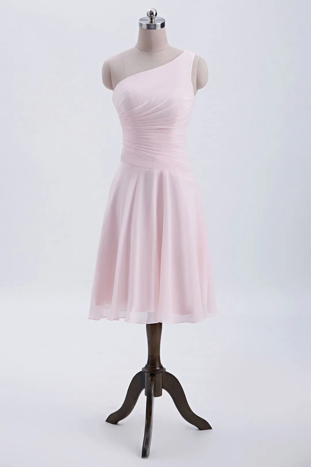 Short Pink One Shoulder Chiffon Homecoming Dress