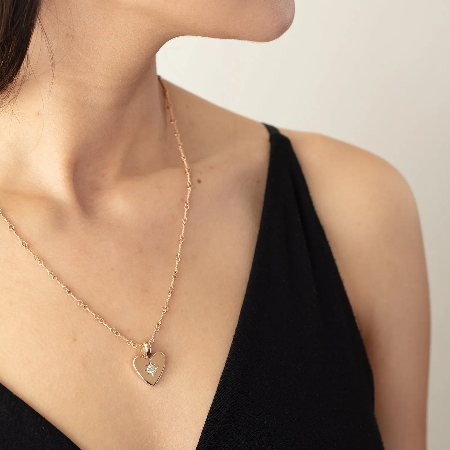 Small Classic Heart Necklace - Rose