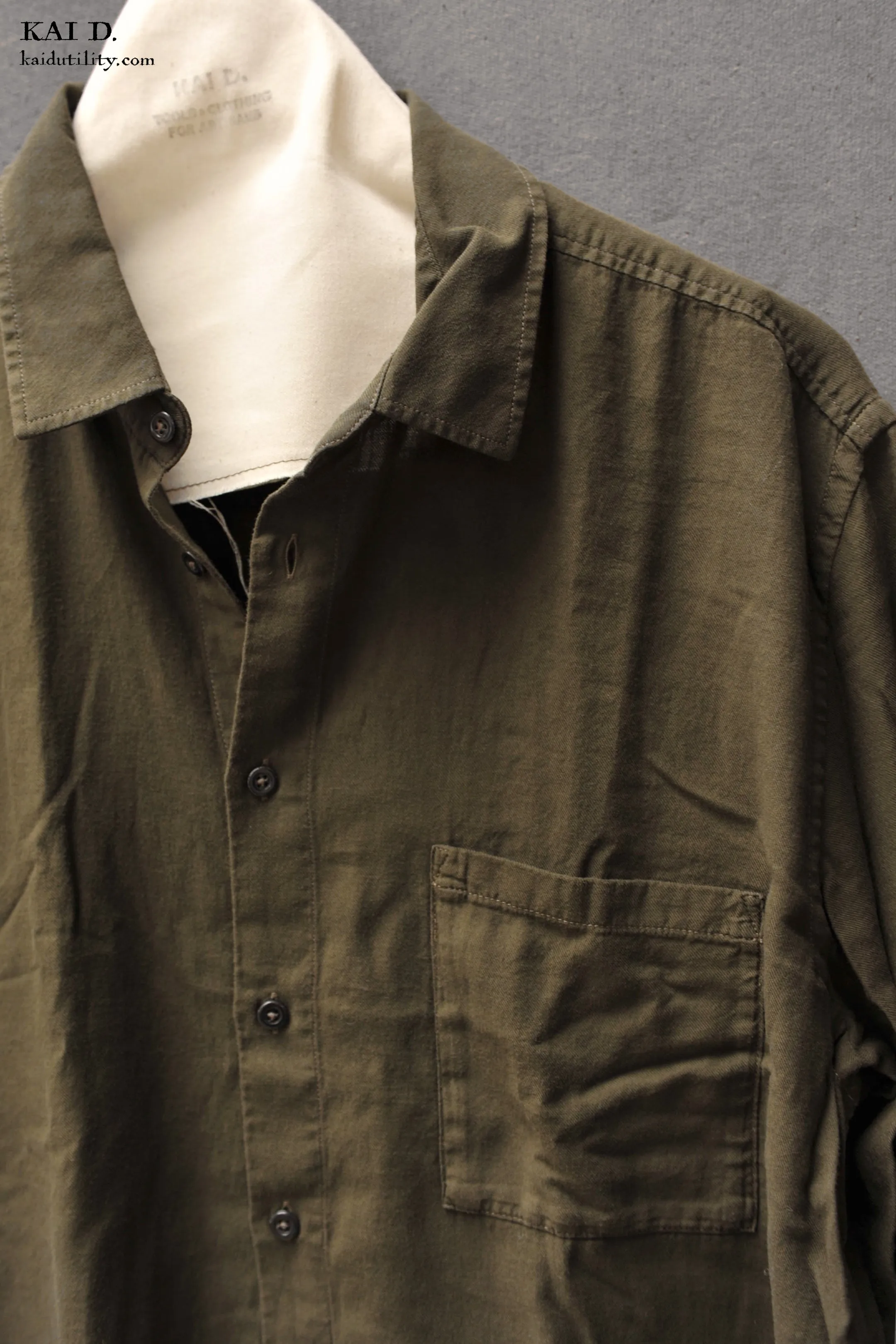Soft Cotton Henning Shirt - Olive - XL