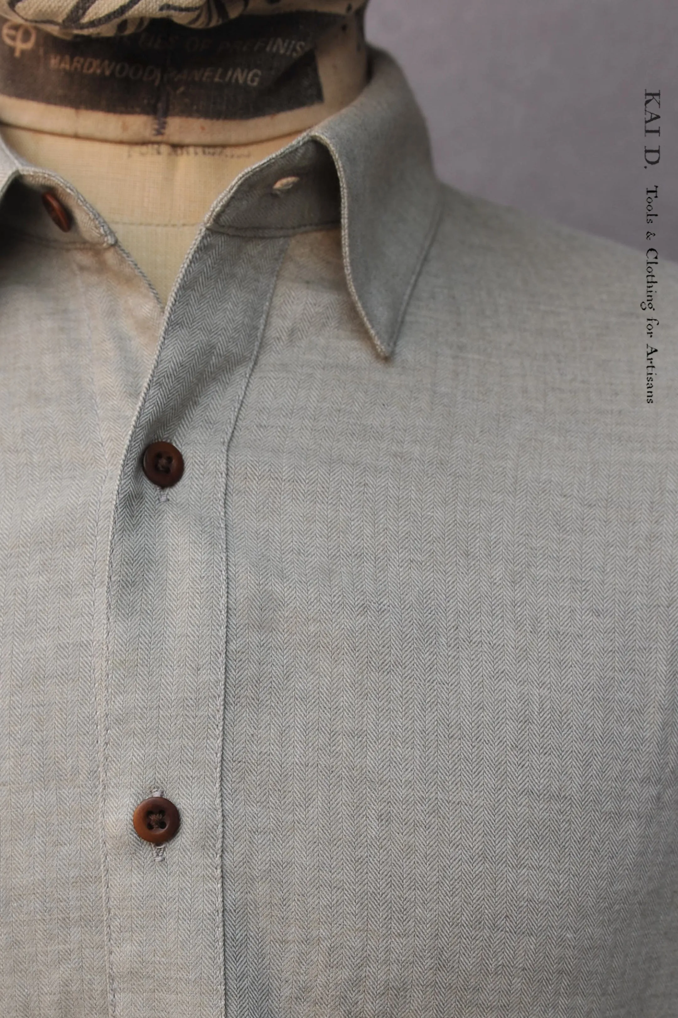 Soft Cotton Herringbone Delancey Shirt - Pale Green - L, XL