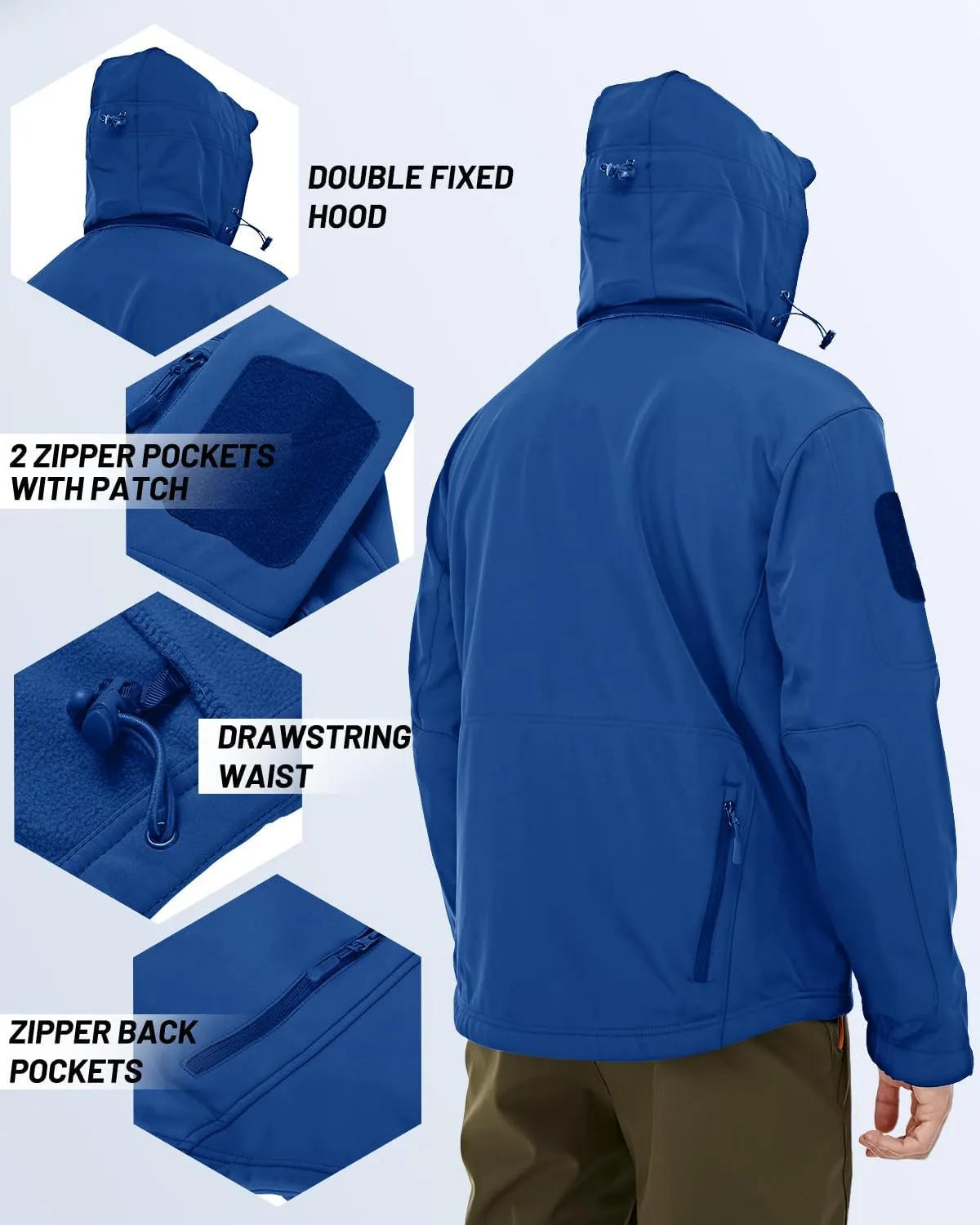 TACVASEN Men's Fleece Lined Tactical Jacket Waterproof Military Hoodie Winter Softshell Jacket Rain Coat Warm Hiking Hunting