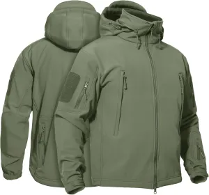 TACVASEN Men's Fleece Lined Tactical Jacket Waterproof Military Hoodie Winter Softshell Jacket Rain Coat Warm Hiking Hunting
