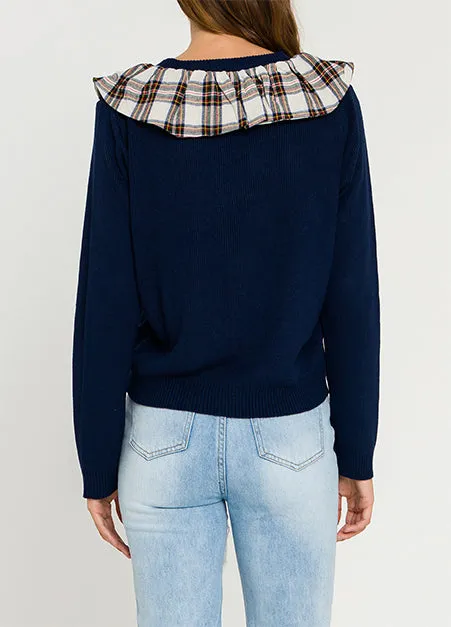 Tartan Check Ruffle Cardigan