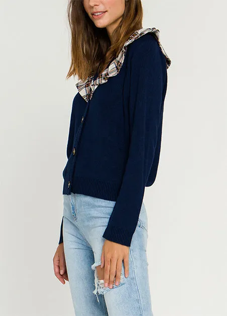 Tartan Check Ruffle Cardigan