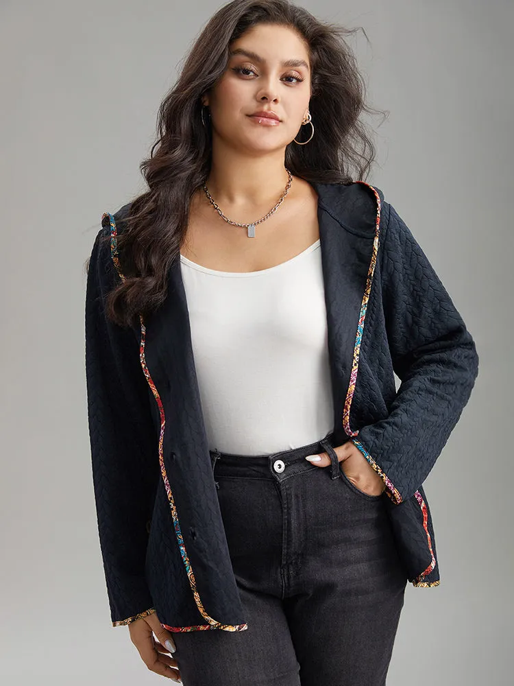 Texture Pocket Patchwork Button Detail Coat