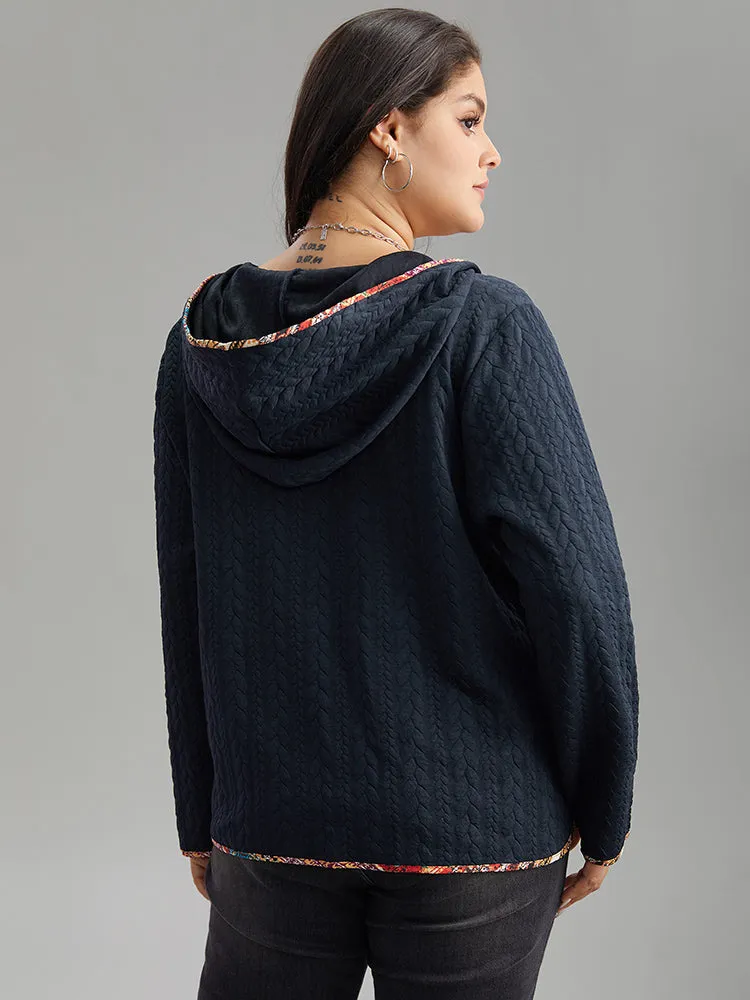 Texture Pocket Patchwork Button Detail Coat