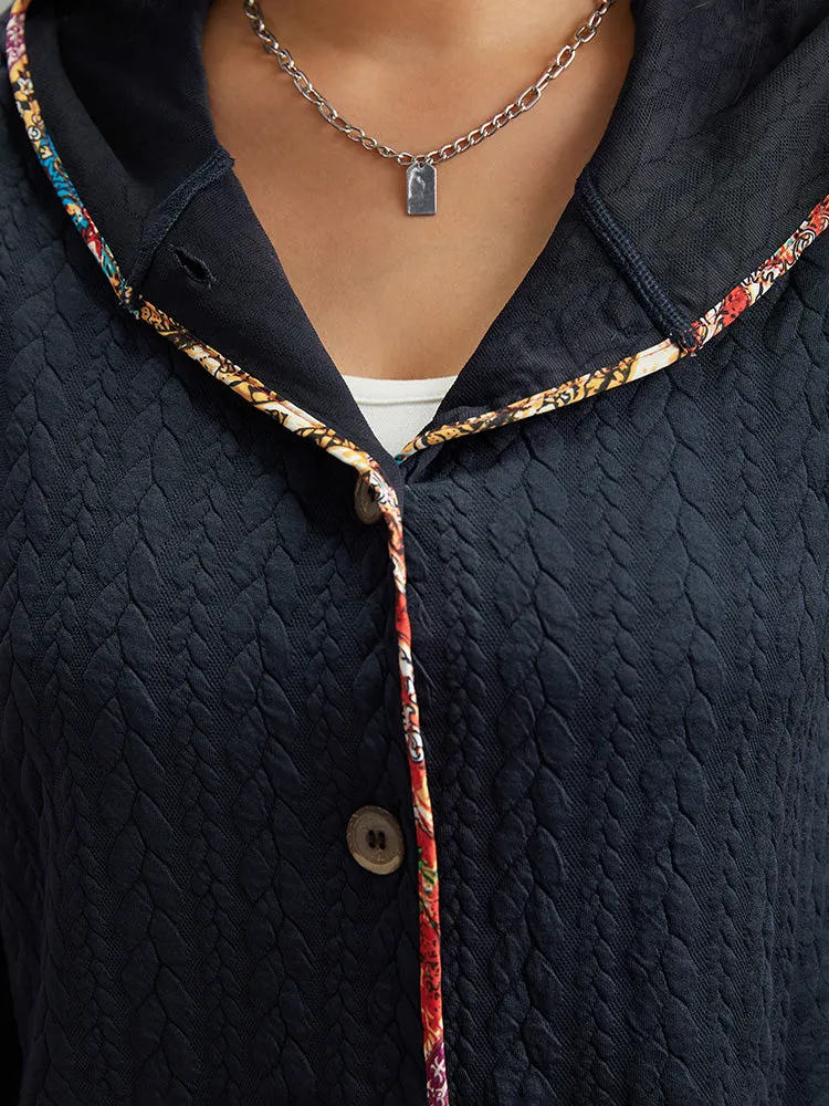 Texture Pocket Patchwork Button Detail Coat