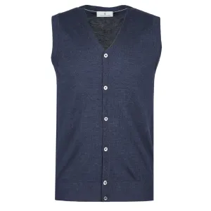 Thomas Maine Sleeveless Cardigan in Navy Marle