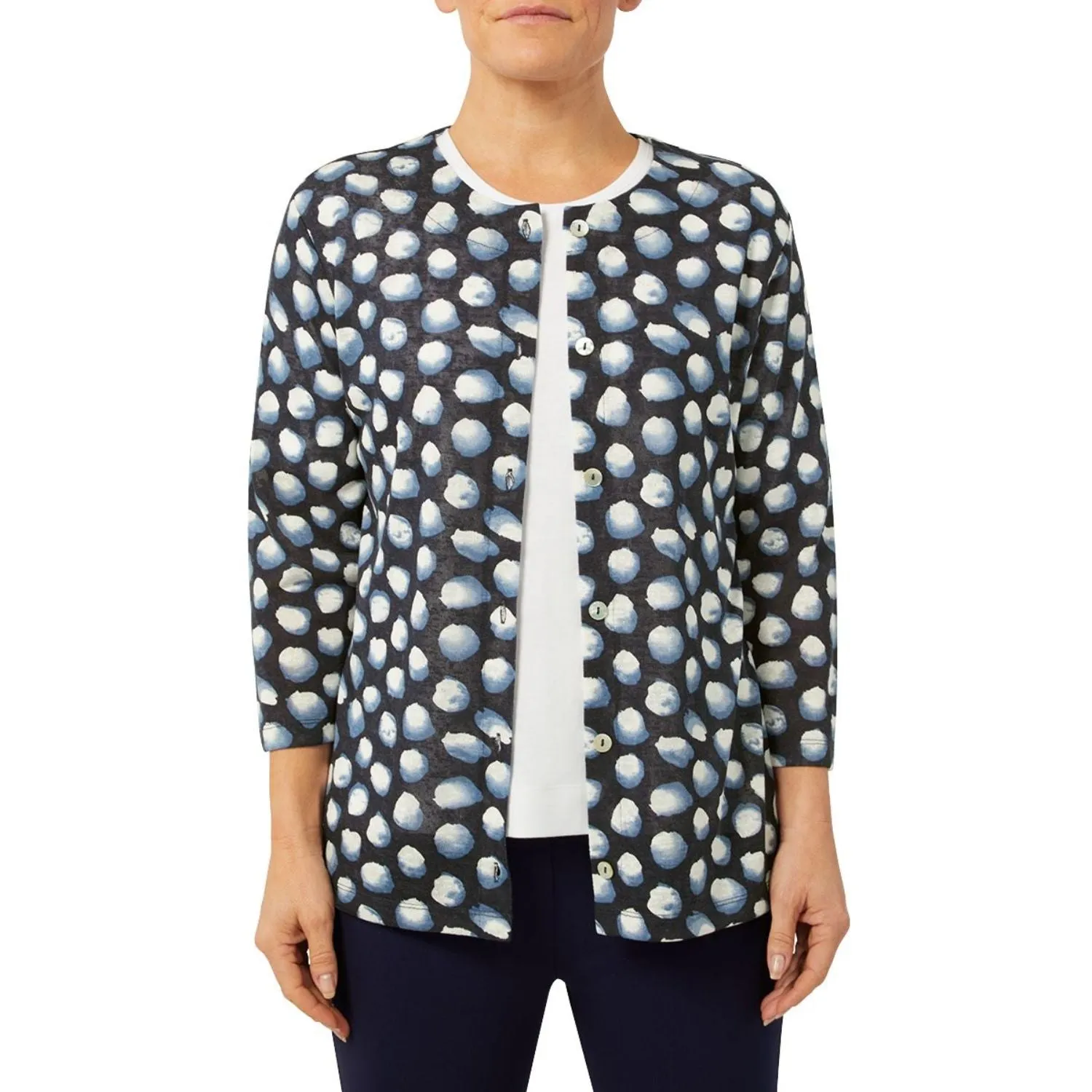 TIGI 22/24 Navy Polka Dot Cardigan