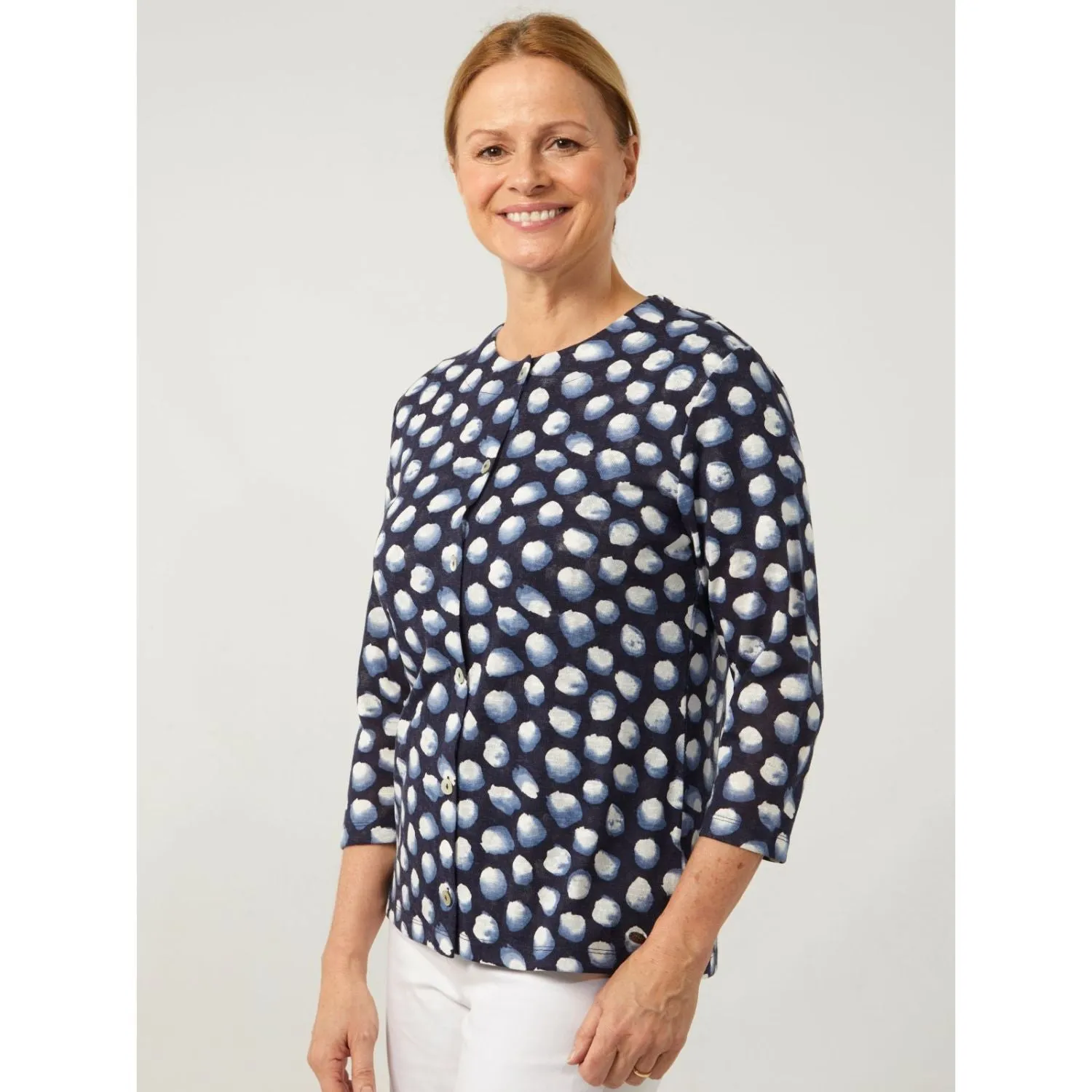 TIGI 22/24 Navy Polka Dot Cardigan