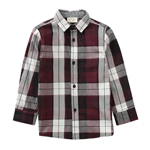 Toddler Boy Long Sleeve Wine/Navy Plaid Shirt