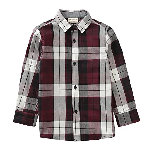 Toddler Boy Long Sleeve Wine/Navy Plaid Shirt