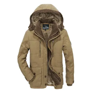 Toleet winter outfits men Winter Black Friday Cyber Monday Christmas Fleece-lined Thickened Cotton-Padded Coat Men's plus Size Hooded Loose Mid-Length Cotton-Padded Coat Men's 13029