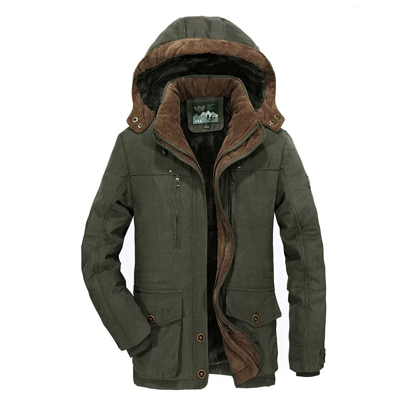 Toleet winter outfits men Winter Black Friday Cyber Monday Christmas Fleece-lined Thickened Cotton-Padded Coat Men's plus Size Hooded Loose Mid-Length Cotton-Padded Coat Men's 13029