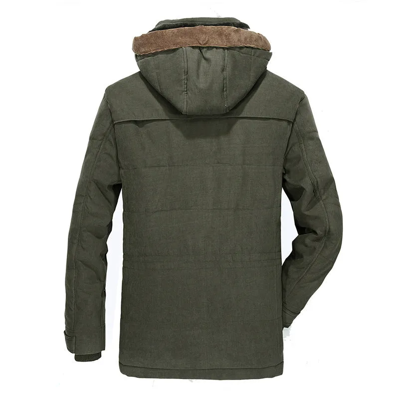 Toleet winter outfits men Winter Black Friday Cyber Monday Christmas Fleece-lined Thickened Cotton-Padded Coat Men's plus Size Hooded Loose Mid-Length Cotton-Padded Coat Men's 13029