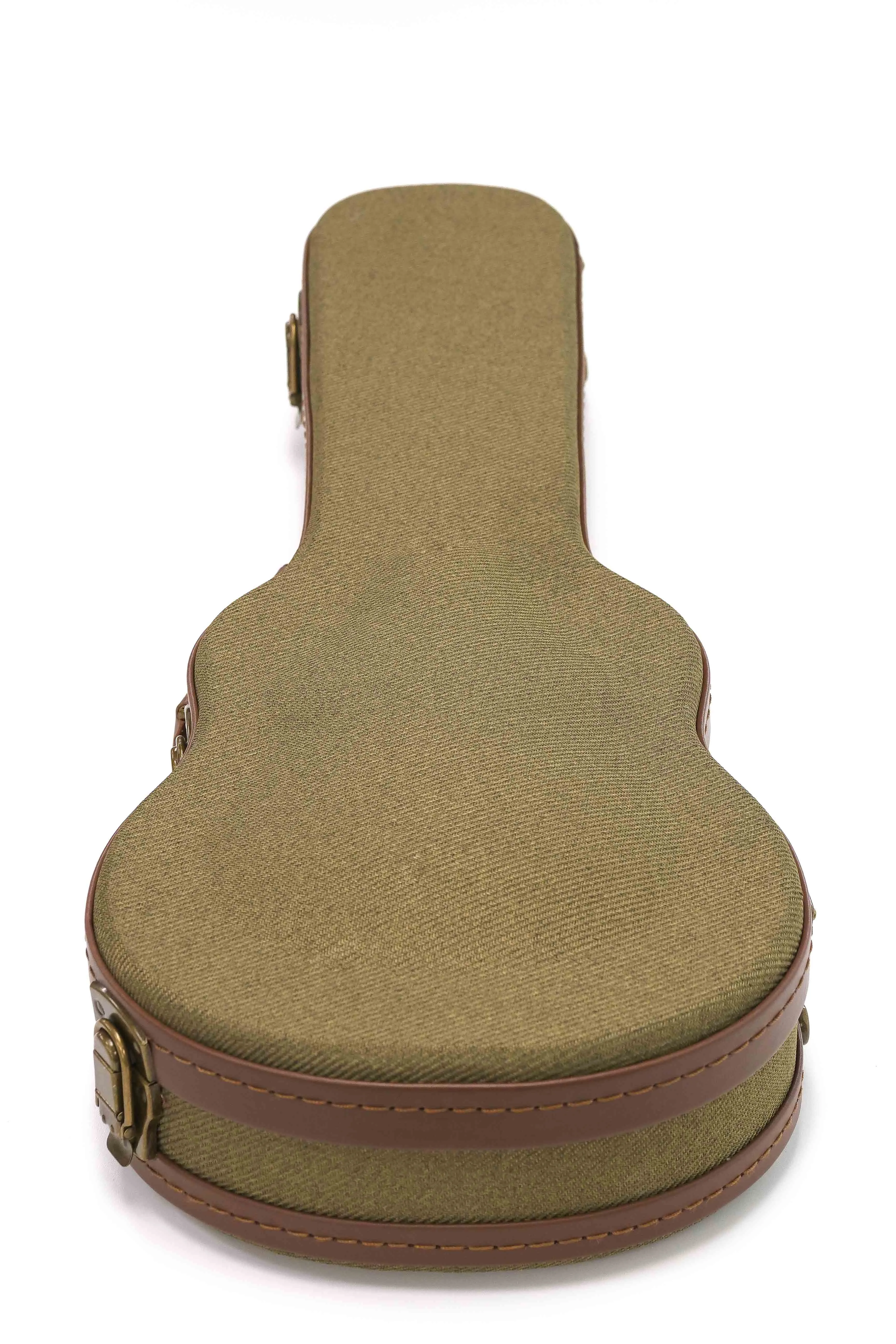 Uke Like The Pros OTB-AT Baritone Ukulele Olive Tweed Archtop Hardshell Case