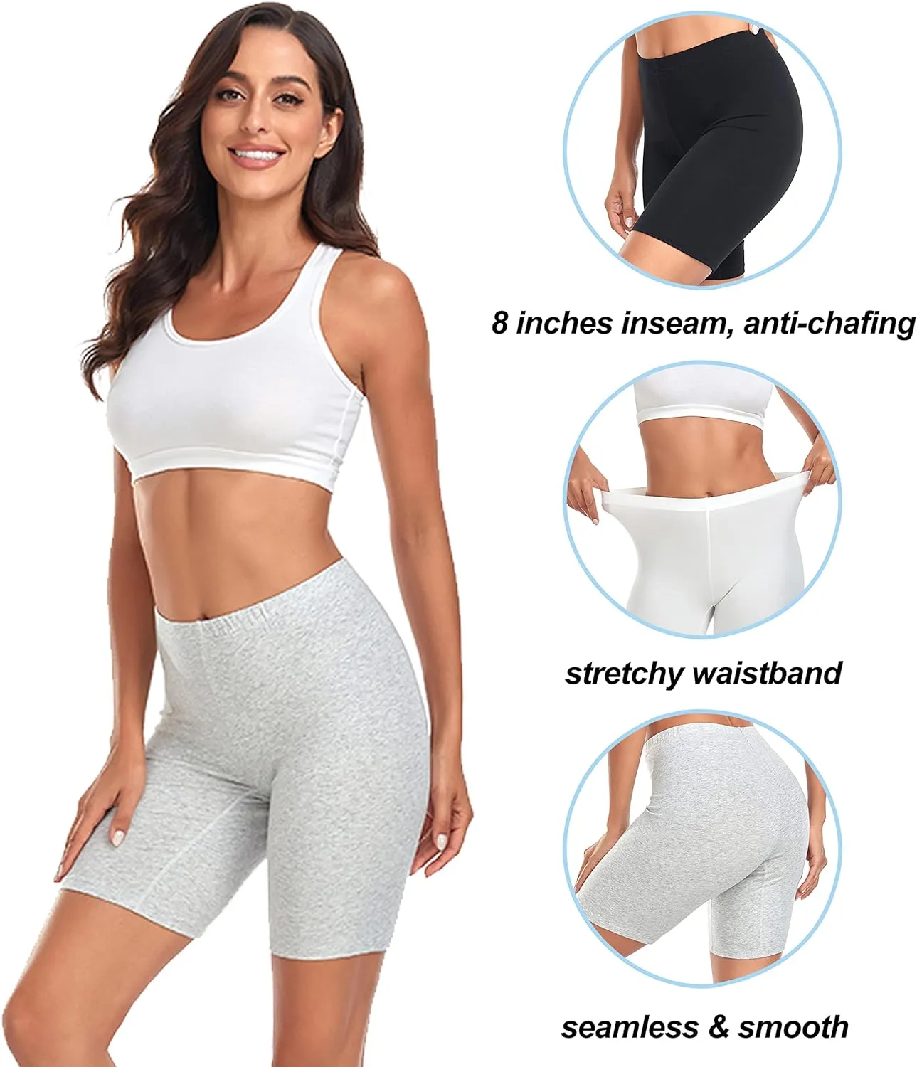 Under Dress Cotton Slip Shorts for Women Biker Shorts Anti Chafing Boy Shorts Underwear