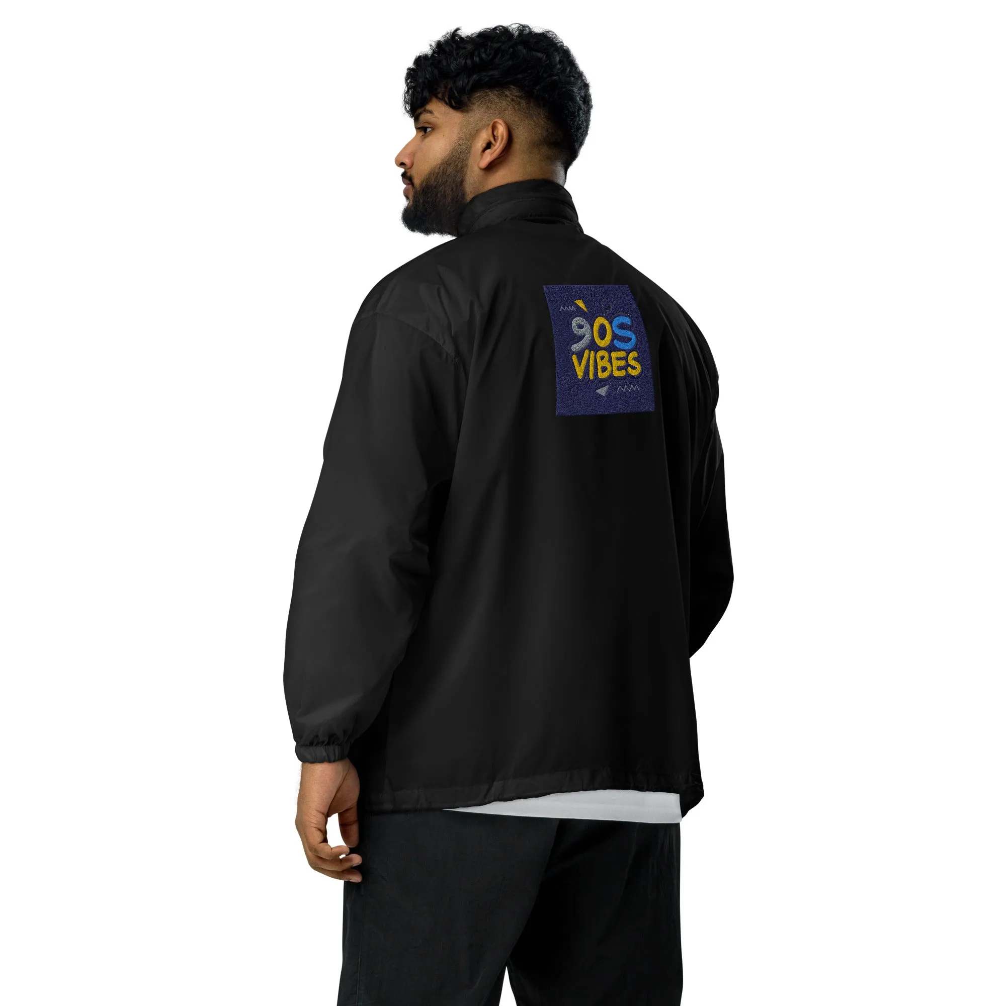 Unisex windbreaker with 90s retro Pop art design (sourced Vecteezy.com)